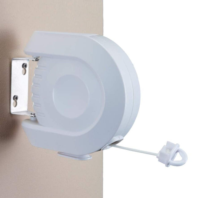 Metaltex Lundy Tendedero Retráctil de Pared 15 m, Cuerda para Tender Ropa Interior y Exterior, Tendedero Extensible Blanco con Soporte de Fijación