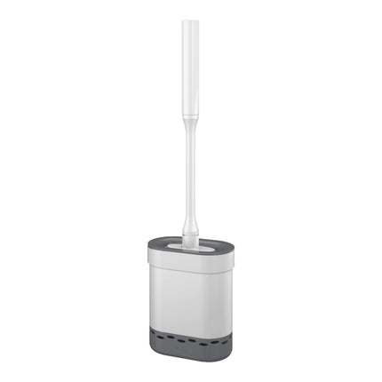 Metaltex Cleany Escobilla WC con Recipiente, Cepillo de Baño Flexible, Cabezal TPR Fácil de Limpiar, Soporte Ventilado Libre de Olores 13 x 8 x 47 cm