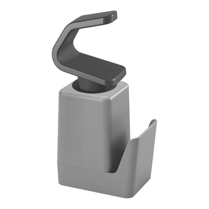 Metaltex Soaptex Dispensador de Jabón con Estropajero, Dosificador de Cocina con Soporte para Esponja, Base Antideslizante y Colgador de Anillos, Plástico ABS Gris, 330 ml, 11 x 8 x 22 cm
