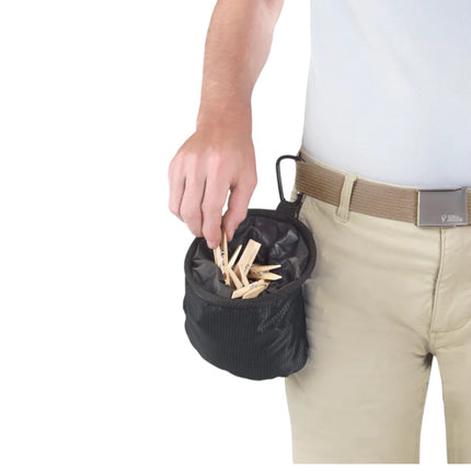 Metaltex PEGGY Bolsa para Pinzas de Ropa con Mosquetón, Portapinzas Colgante de Poliéster, Bolsa Ovalada con Cordón de Cierre para Tendedero