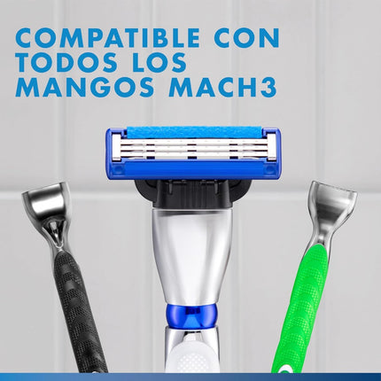 Gillette Mach3 Turbo Recambios de Afeitado Hombre, 16 Cabezales, Compatibles con Mangos Mach3, 3 Hojas, Banda de Gel Lubricante Mejorada
