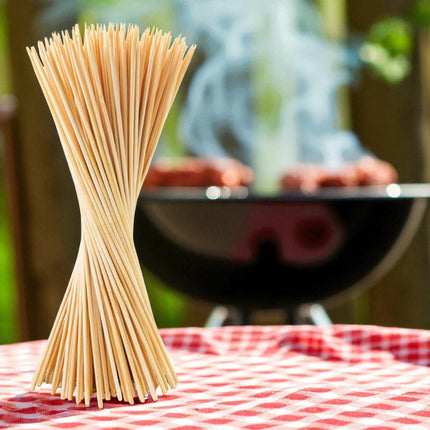 100 Pcs Pinchos de Bambú para Brochetas y Barbacoa Palitos de Madera 15/20/25/30 cm para Parrilla, Aperitivos, Espetos de Sardinas y Buffets