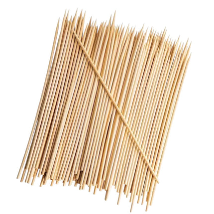100 Pcs Pinchos de Bambú para Brochetas y Barbacoa Palitos de Madera 15/20/25/30 cm para Parrilla, Aperitivos, Espetos de Sardinas y Buffets