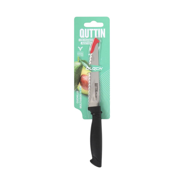 Cuchillo Multiusos con Sierra para Bistec 11 cm Mango Negro