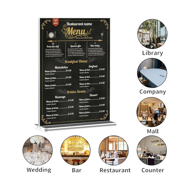 Porta Menús Sobremesa Transparente de Plástico