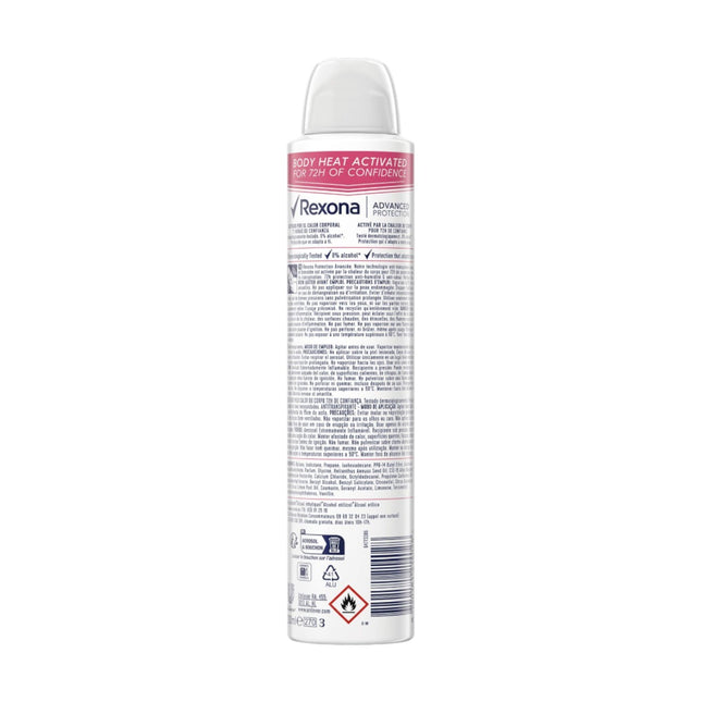 Rexona Advanced Protection Bright Bouquet Antitranspirante Spray 72H – Protección contra Sudor y Olor, Tecnología Body Heat Activated, Fragancia Floral, 200 ml
