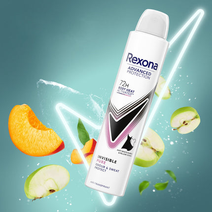 Rexona Advanced Protection Invisible Pure Antitranspirante Spray 72H – Protección contra el Sudor y el Olor, Anti-Manchas Blancas y Amarillas, 200 ml