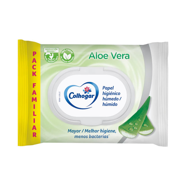 Colhogar Pack de 8 Bolsas de 80 Toallitas Papel Higiénico Húmedo Desechable con Extracto de Aloe Vera Sin Alcohol Dermatológicamente Testado Toallitas Húmedas y Desechables por WC (640 toallitas en total)