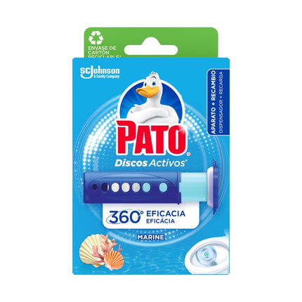 PATO desinfectante WC discos activos de gel frescor marino aparato + recambio 6 discos