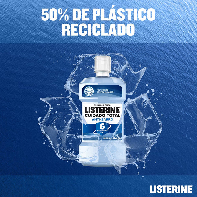 LISTERINE enjuague bucal Cuidado Total anti-sarro menta polar frasco 500 ml