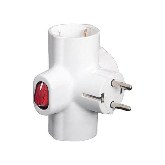 Adaptador triple con interruptor luminoso