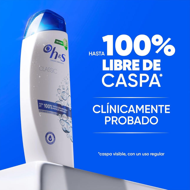 H&S Classic Champú anticaspa 0% parabenos fosfatos parafinas Hasta 100% Protección Anticaspa 300 ml
