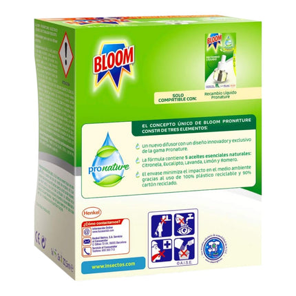 Bloom ProNature Eléctrico Líquido (1 aparato + 2 recambios), ambientador eléctrico, repelente antimosquitos, fórmula con aceites esenciales, 90 días de uso