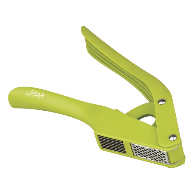 Prensa de Ajos Manual 2 en 1, Cortador y Triturador de Ajo, Utensilio de Cocina para Laminar y Machacar Ajos, Color Verde