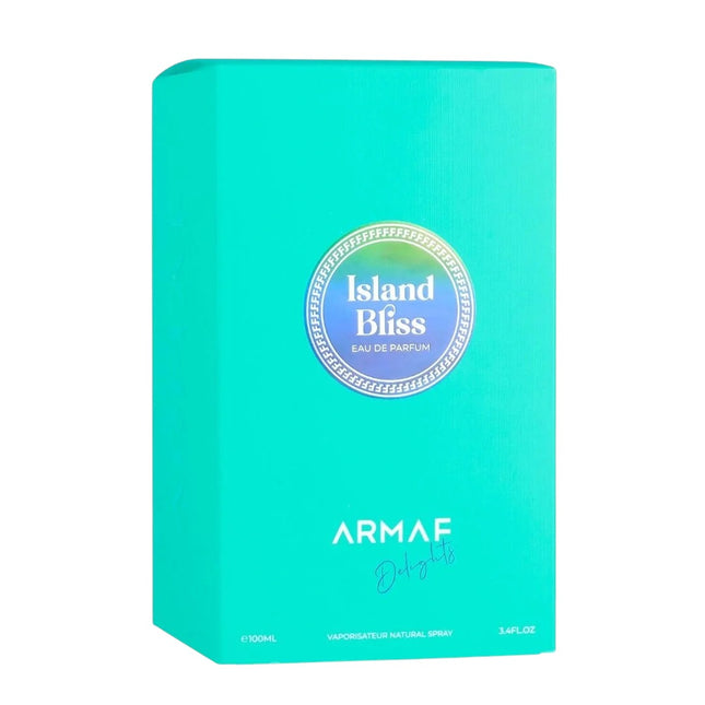 Armaf Delights Island Bliss Eau de Parfum 100 ml – Fragancia gourmand tropical para mujer con frasco joya azul, ideal para verano y regalo