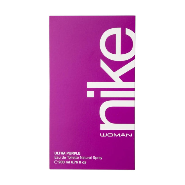 Nike Ultra Purple Woman Eau de Toilette 200 ml, Perfume para Mujer Floral y Afrutado, con Frambuesa, Bergamota, Pera, Rosa, Jazmín, Praliné, Vainilla y Almizcle