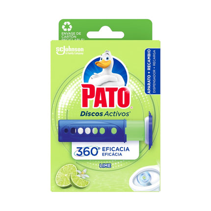 PATO desinfectante WC discos activos de gel lima fresca aparato + recambio 6 discos