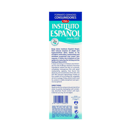 INSTITUTO ESPAÑOL Pieles Atópicas loción corporal 0% parabenos dosificador 750 ml