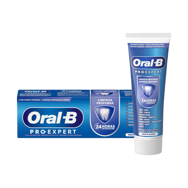 Oral-B Pro-Expert Pack de 4 Patas de Dientes Menta Suave Limpieza Profunda Pasta Dentífrica 75 ml (300 ml en total)