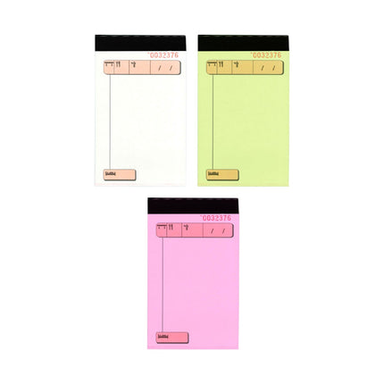 Paquete de 12 Talonarios para Camarero de 105x45mm de 75 Hojas (Original+2Copias)