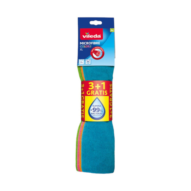 Pack de 4 Bayetas Formato XL 100% Microfibras colors 3+1