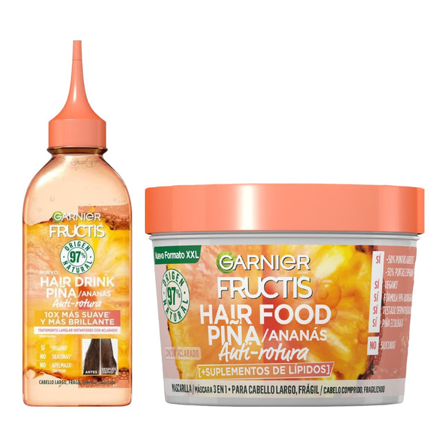 GARNIER Fructis Pack Hair Food Champú + Mascarilla Piña Nutritiva Champús
