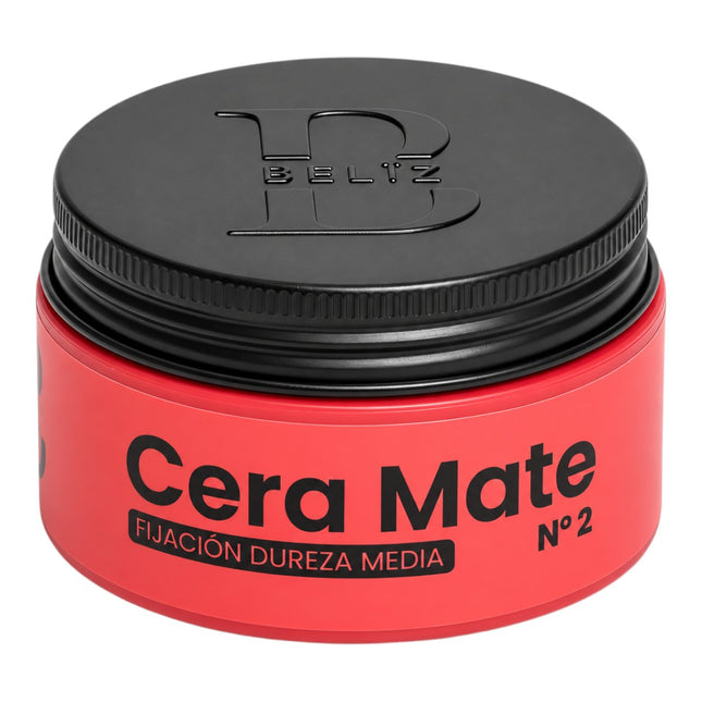 Beliz Cera Mate Nº2, Cera para Peinar con Acabado Mate, Fijación Dureza Media, Producto de Styling para Cabello, Tarro Rojo 100 ml