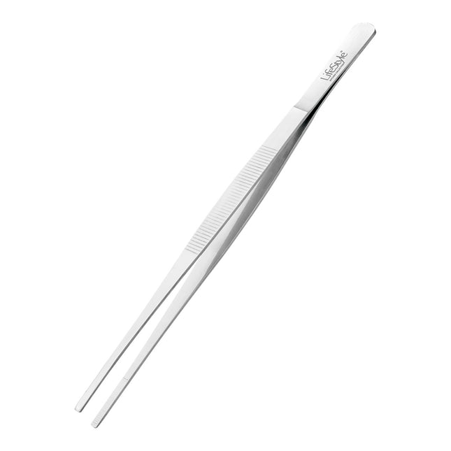 Pinzas de Cocina de Acero Inoxidable 25 cm, Pinzas Largas para Cocinar, Servir, Barbacoa, Freír y Emplatar, Utensilio de Cocina Resistente