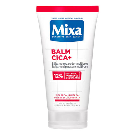 Mixa Balm Cica+ Bálsamo Reparador Multiusos para Piel Seca e Irritada, con Glicerina, Pantenol y Escualano, Fórmula Hipoalergénica, Bebés Niños y Adultos, 50 ml