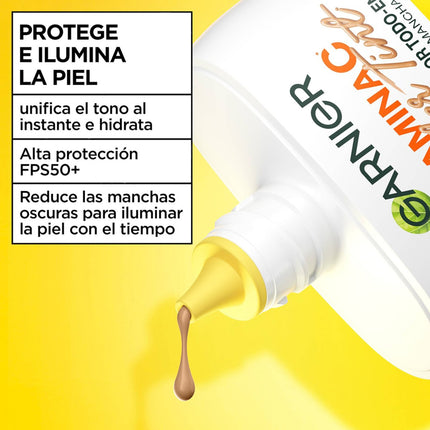 Garnier Vitamina C Wonder Tint Fluido con Color Todo-en-1 SPF50+, Tono Medio, Protector Facial con Vitamina C, Glicerina y Niacinamida, Unifica, Protege e Ilumina la Piel 40 ml