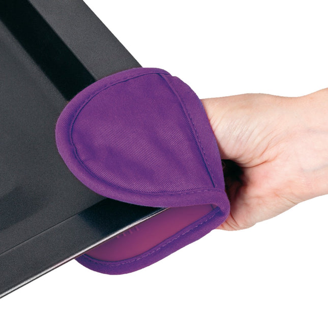 Manopla de Cocina de Silicona Anticalor, Agarrador para Horno y Bandejas, Guante Térmico Flexible con Interior Textil, Color Morado