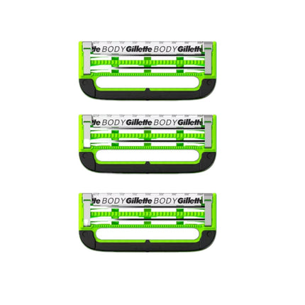 Gillette Labs Body + Intimate Recambios de Cuchillas Corporales, 3 Unidades, Cuchillas para Afeitado Corporal e Íntimo, Triple Sistema de Defensa