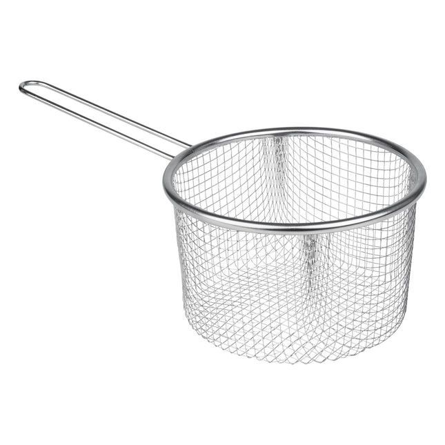 Cestillo Freidor de Acero Inoxidable 16 cm, Cesta para Freír Patatas, Croquetas y Alimentos, Colador Metálico con Mango para Cocina