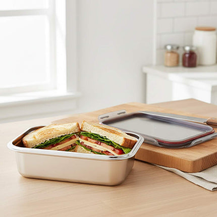 Metaltex Set 3 Contenedores Herméticos de Acero Inoxidable, Fiambreras Reutilizables 650/1300/2250 ml, Aptos para Microondas y Horno sin Tapa, Lavavajillas, Tapa con Cierre Antifugas