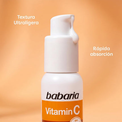 Babaria Vitamin C Daily Fluid SPF50+, Fluido Facial Iluminador, Vitamina C y Niacinamida, Protección Solar Alta, Textura Ultraligera, 30 ml
