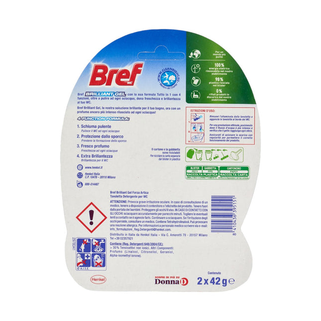 BREF Desinfectante WC Colgador Doble gel brillante Todo en 1 Oceáno Ártico