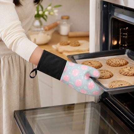 Manopla de Horno de Algodón y Silicona, Guante de Cocina Antideslizante, 36 cm, Resistente hasta 230 °C, con Colgador, Diseño Decorativo, 1 Unidad