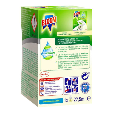 Bloom ProNature Recambio Eléctrico Líquido Antimosquitos – 90 Días, con Aceites Esenciales