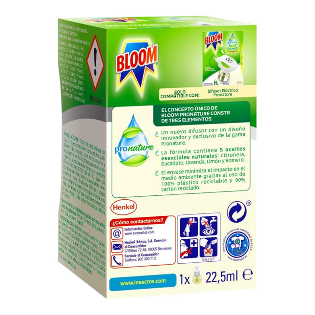 Bloom ProNature Recambio Eléctrico Líquido Antimosquitos – 90 Días, con Aceites Esenciales
