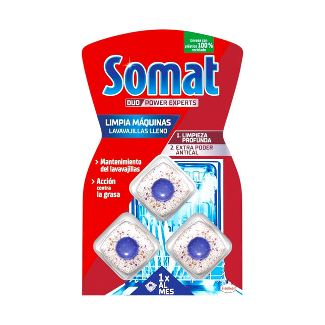 Somat Bliester de 3 Aditivos Lavavajillas Pastillas Limpia Máquinas Limpia Lavavajillas para Cal y Grasa Durante el Lavado