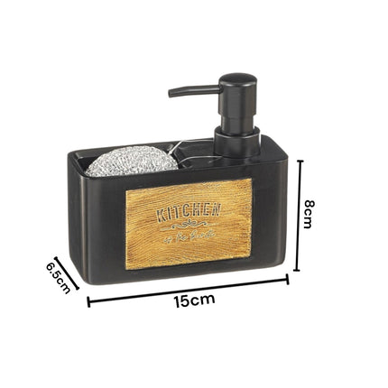 Soap dispenser with scrubber, kitchen dishwashing dispenser