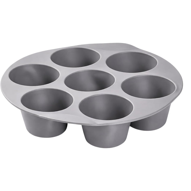 Molde para Muffins 7 Cavidades Antiadherente de Ø5 cm , Bandeja Redonda para Magdalenas, Cupcakes y Repostería, Molde Metálico Gris para Horno