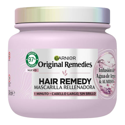 Garnier Original Remedies Hair Remedy Mascarilla Rellenadora 340 ml, con Infusión de Agua de Arroz y Almidón, para Cabello Largo y Sin Brillo, Actúa en 1 Minuto, 97% Origen Natural
