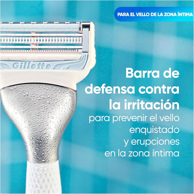 Gillette Venus Satin Care – Recambios de Cuchillas para Mujer, Pack de 10 | Especial para Ingles y Zona Íntima | Con Barra Hidratante con Aloe Vera | Ayuda a Proteger la Piel Púbica de la Irritación