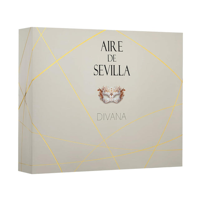 AIRE DE SEVILLA DIVANA Estuche de cosmética para mujer con Perfume 100 ml + Gel de ducha suave 100 ml + Body Mist 100 ml Cofre de regalo de ritual perfumado