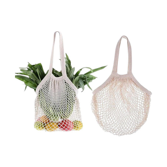 Bolsa red reutilizable 100% algodón, bolsa de almacenamiento de frutas, bolsa de compras con correa larga