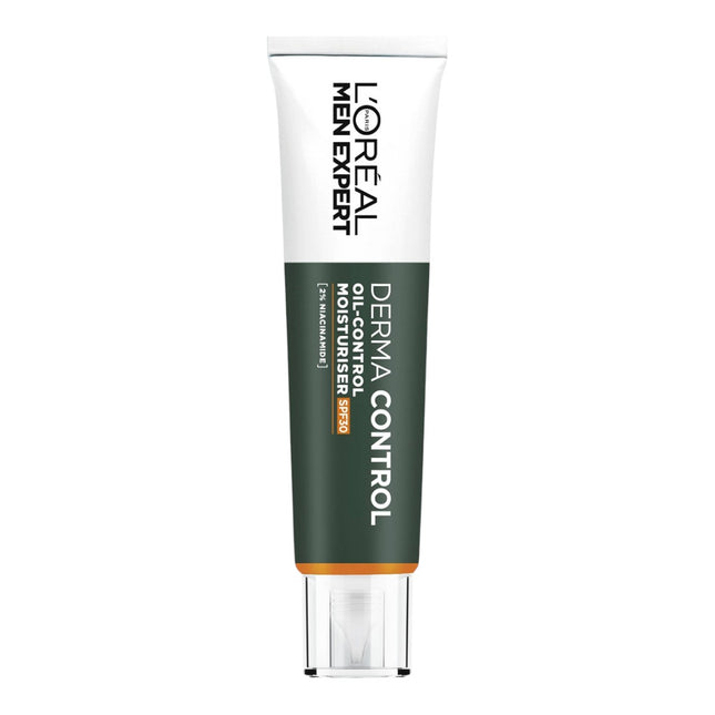 L’Oréal Men Expert Derma Control Oil Control Hidratante SPF30, Crema Facial para Hombre con 2% Niacinamida, Matifica y Reduce Visiblemente los Poros, 40 ml