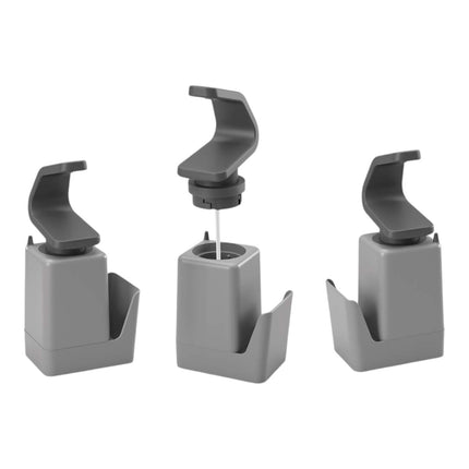 Metaltex Soaptex Dispensador de Jabón con Estropajero, Dosificador de Cocina con Soporte para Esponja, Base Antideslizante y Colgador de Anillos, Plástico ABS Gris, 330 ml, 11 x 8 x 22 cm