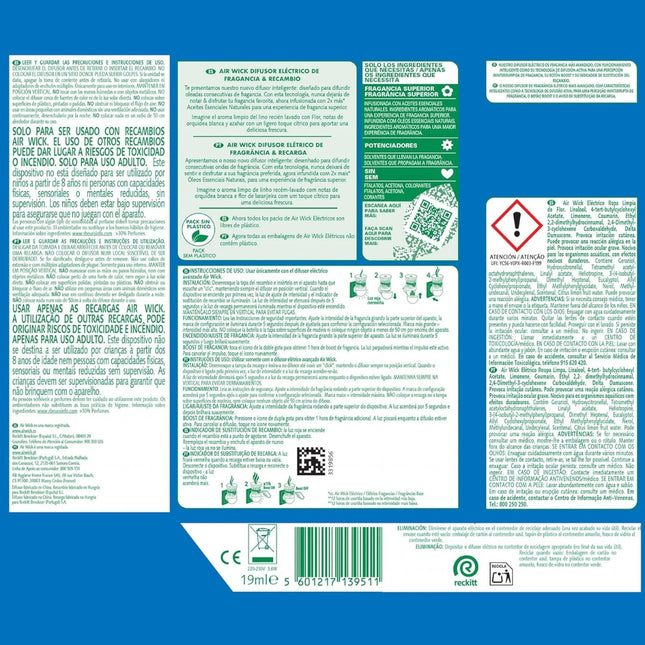 Air Wick Ambientador Eléctrico Inteligente Ropa Limpia con Aceites Esenciales – Difusor + Recambio – 5 Niveles de Intensidad, Tecnología Anti-Fading y Botón Boost