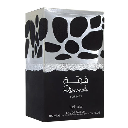 Lattafa Qimmah For Men Eau de Parfum 100 ml, Perfume Hombre EDP con Vaporizador, Fragancia Masculina en Frasco Negro y Plateado